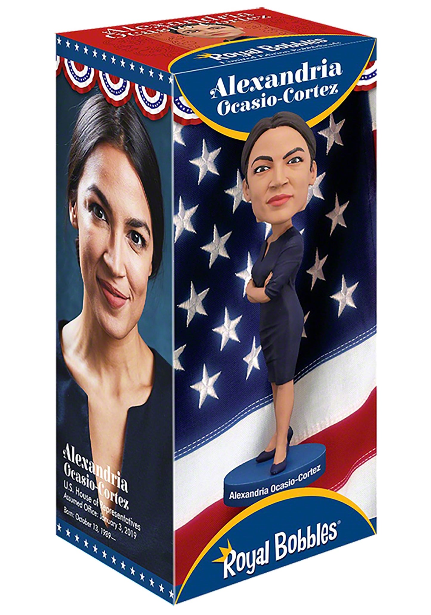 Royal Bobble Head of Alexandria Ocasio Cortez