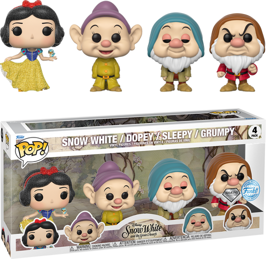 Snow White 1937 - Snow White, Dopey, Sleepy, Grumpy Exclusive Diamond Glitter Pop! 4-Pack [RS]