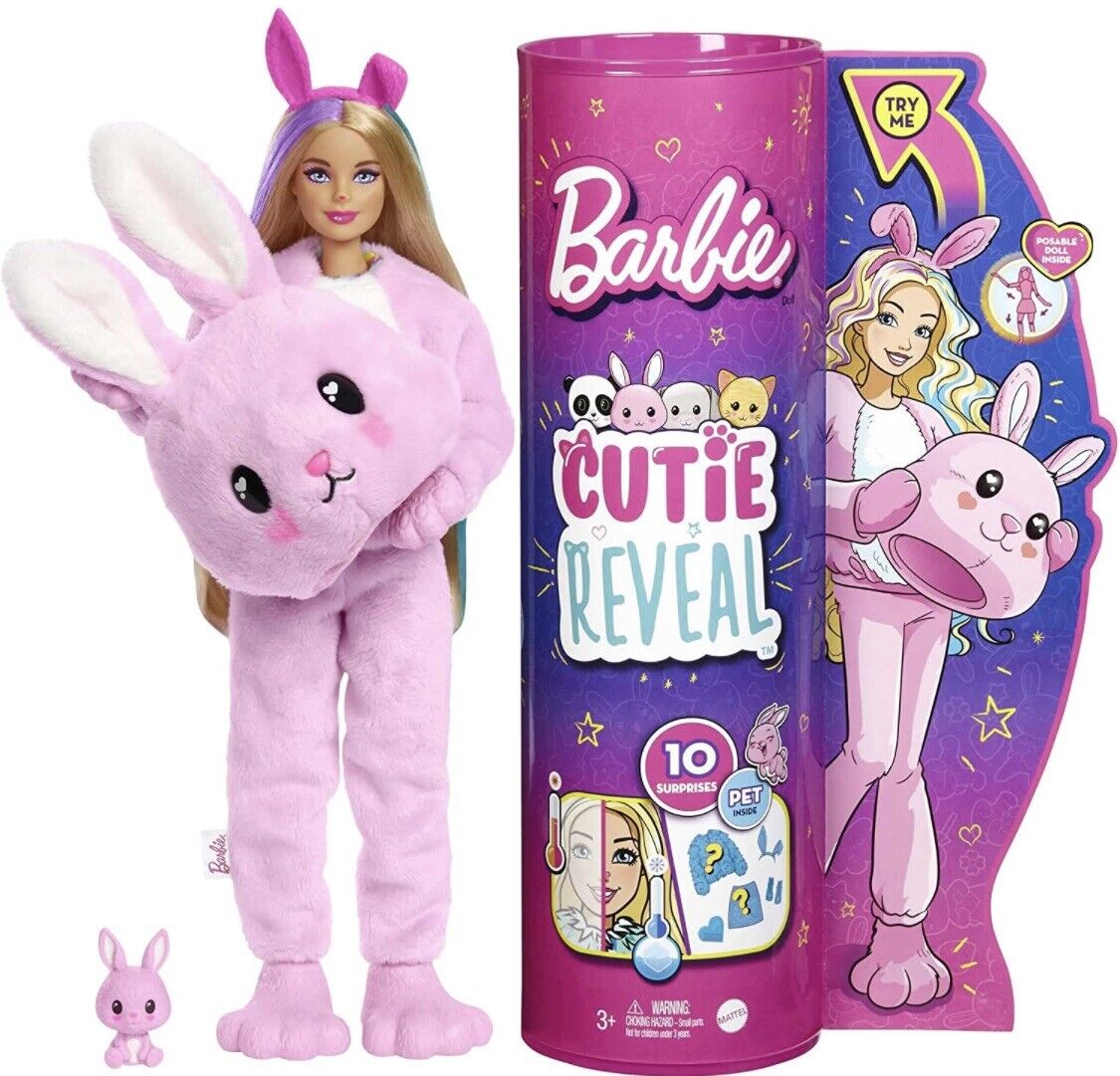 Barbie Doll Cutie Reveal Puppy Plush Costume Doll with 10 Surprises Mini