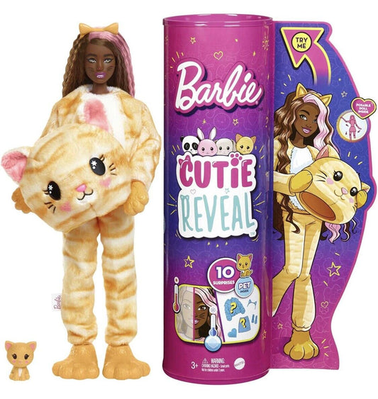 Barbie Cutie Reveal Doll with Kitty Plush Costume & 10 Surprises