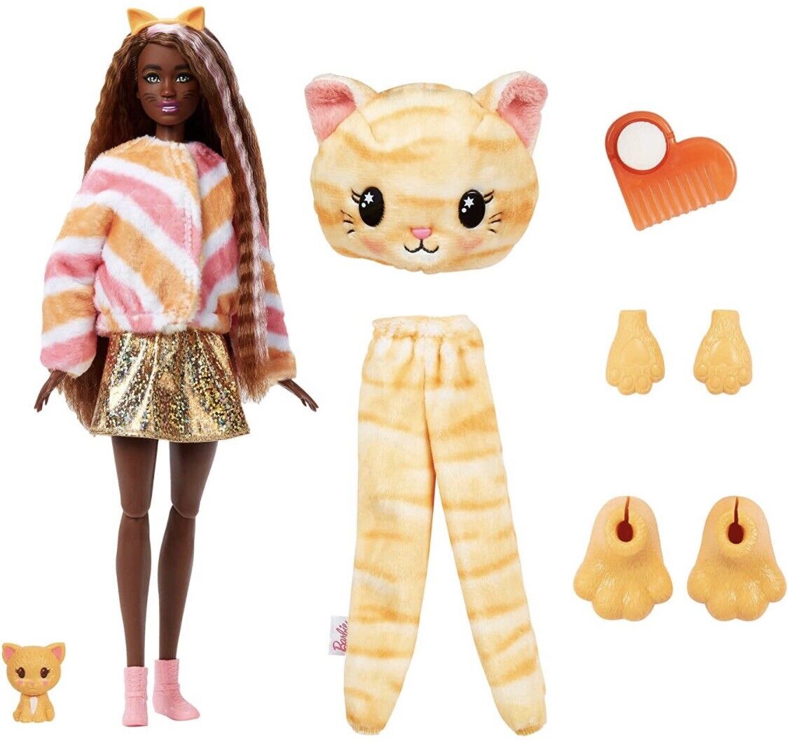 Barbie Cutie Reveal Doll with Kitty Plush Costume & 10 Surprises