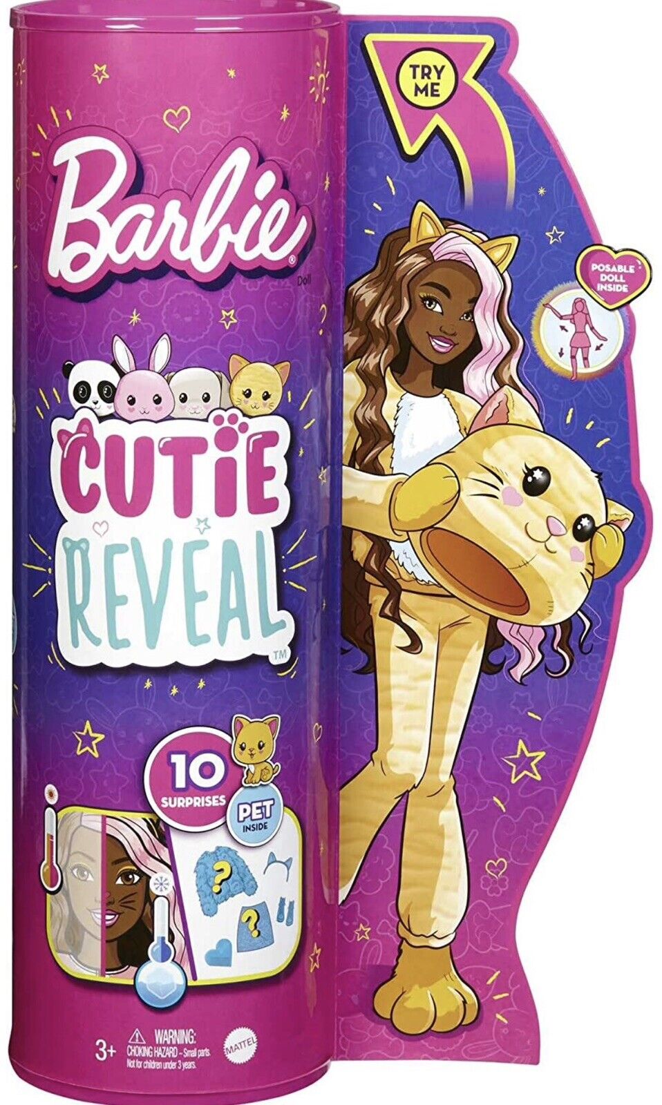 Barbie Cutie Reveal Doll with Kitty Plush Costume & 10 Surprises