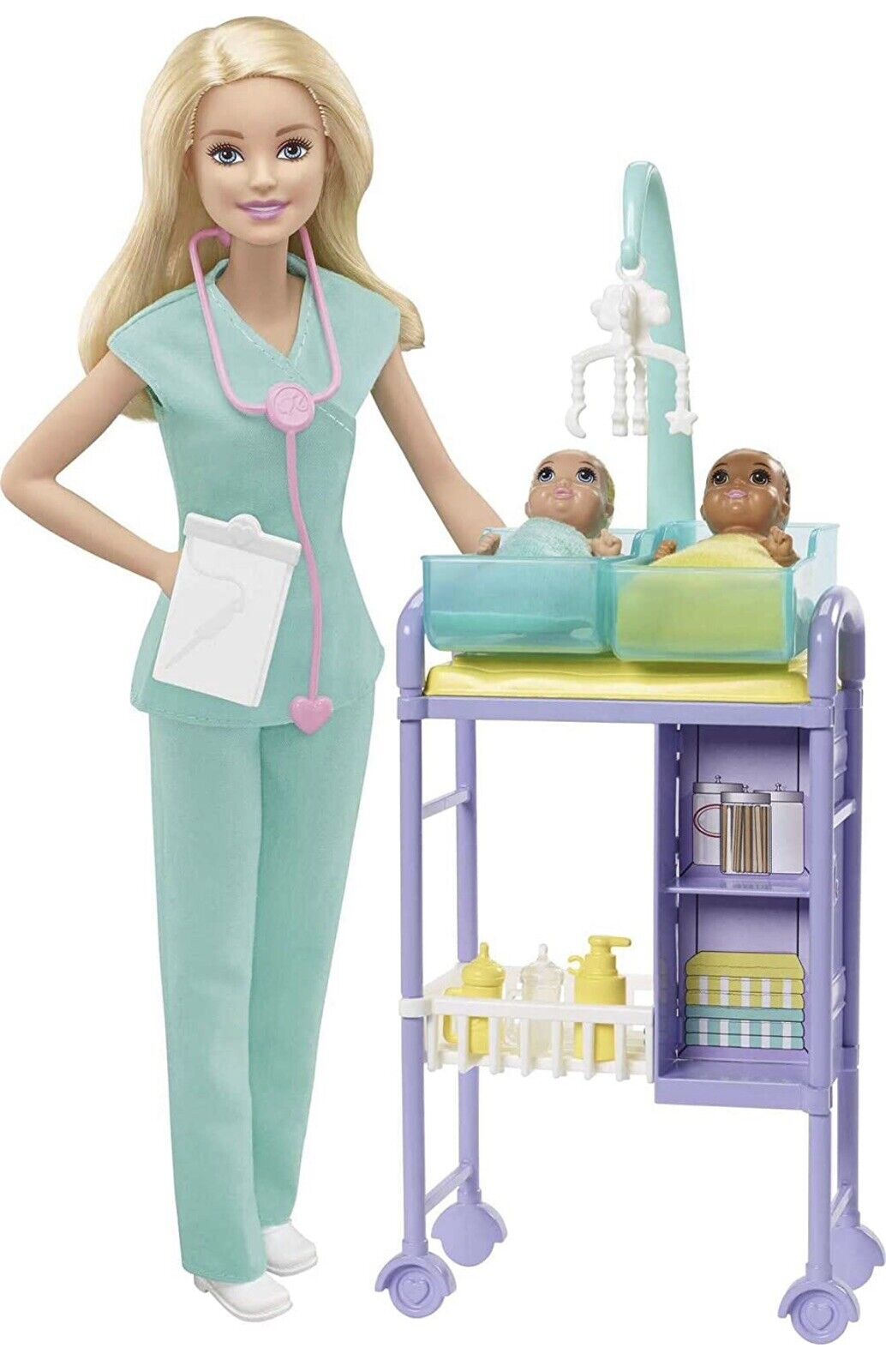 Barbie BABY DOCTOR Playset W/ Barbie Doll & 2 Cute Baby Dolls