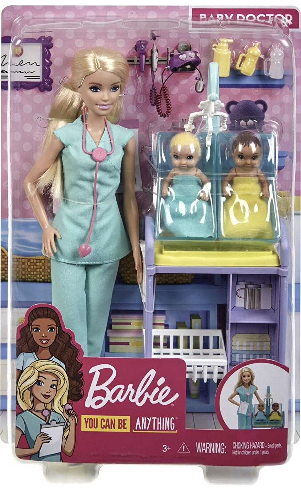 Barbie BABY DOCTOR Playset W/ Barbie Doll & 2 Cute Baby Dolls