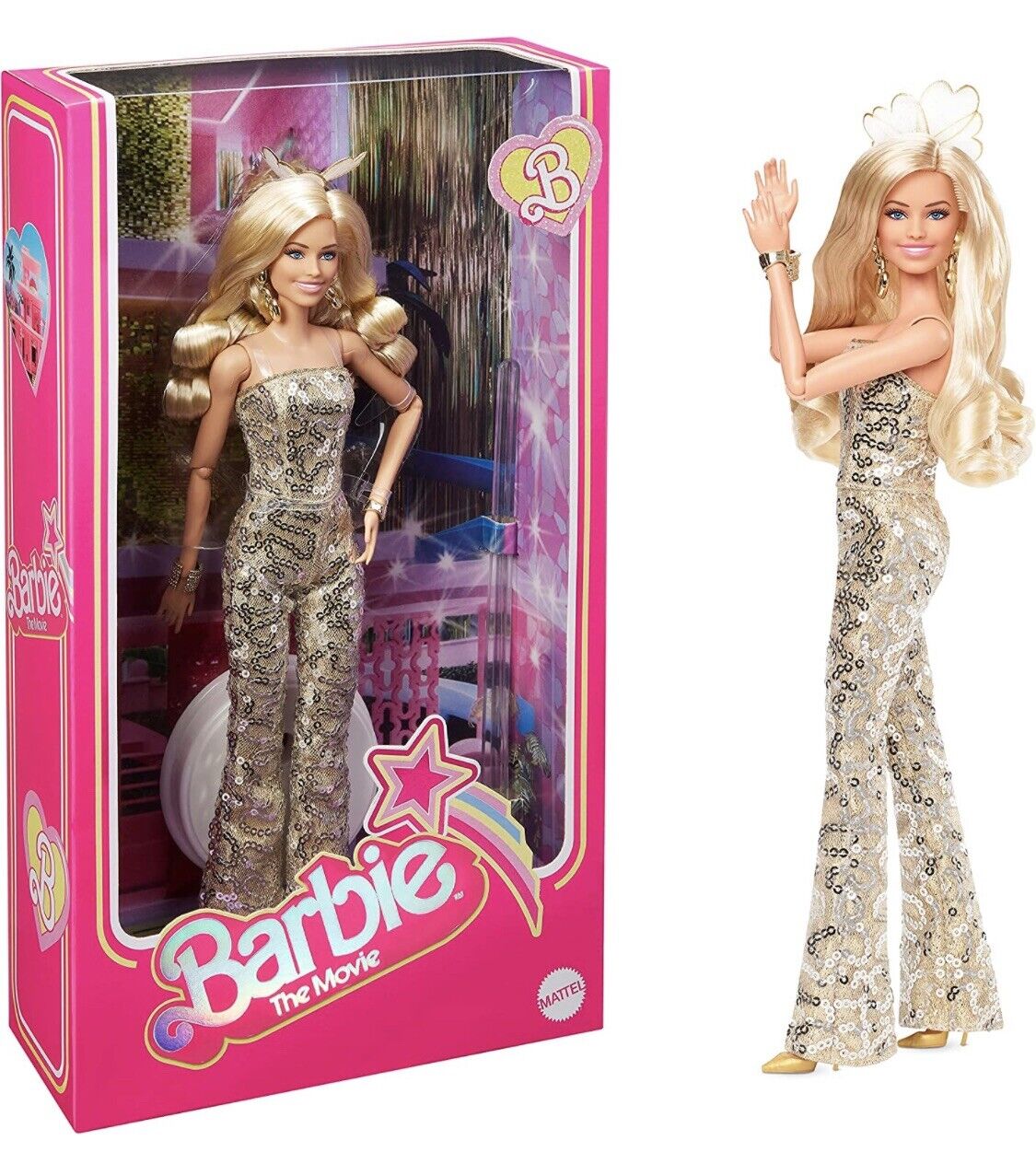 Barbie The Movie Collectible Doll, Margot Robbie in Gold Disco Jumpsuit