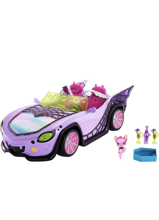 Monster High Toy Car Ghoul Mobile with Pet and Cooler Accessories Convertible