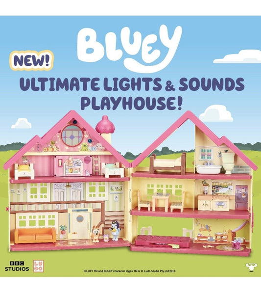Bluey Ultimate Lights & Sounds Playhouse with Two Posable Figures and Accessories