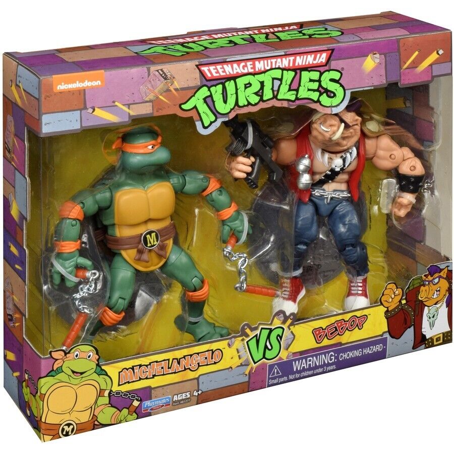 Teenage Mutant Ninja Turtles (TMNT) Classic Collection Mikey Vs Bebop 15cm