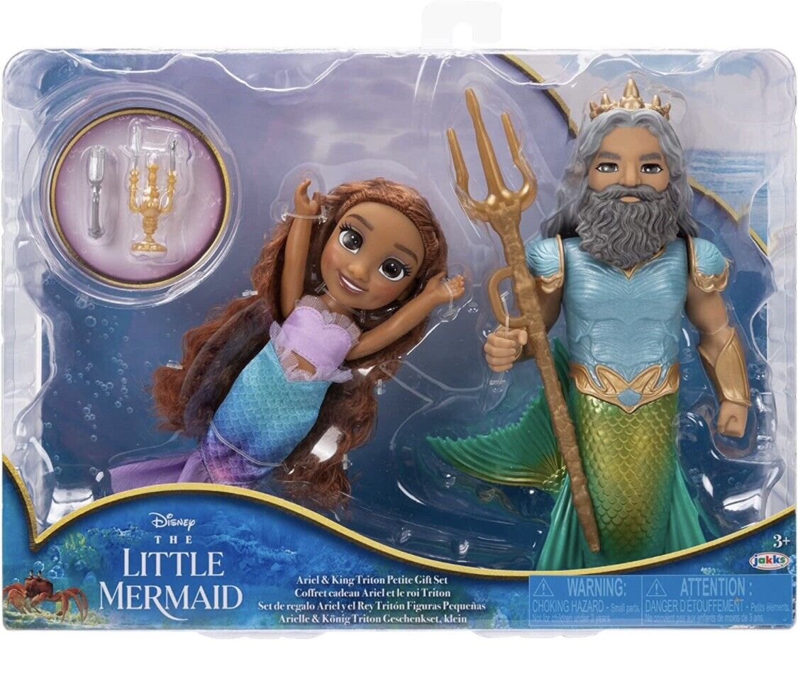 Disney the Little Mermaid Ariel Doll and King Triton Petite