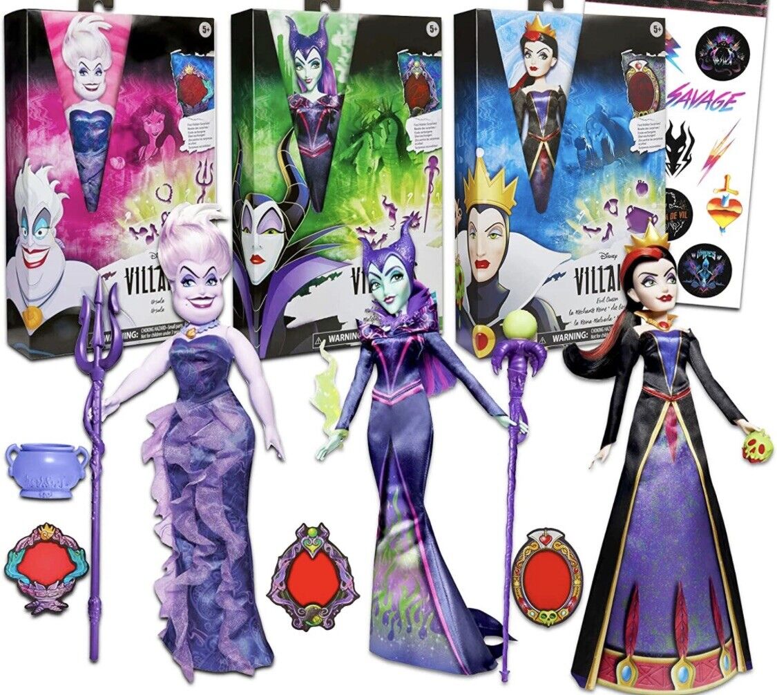 Disney Villains Dolls Set for Girls - Bundle with 3 Disney Villains Dolls