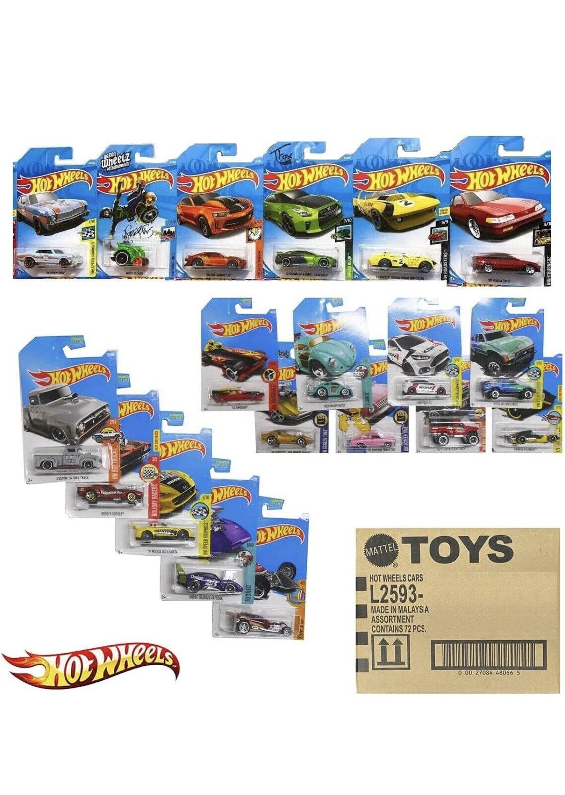 Hot Wheels Mattel Assortment Of 72 Count Random Case Basic Die Cast Toy Cars