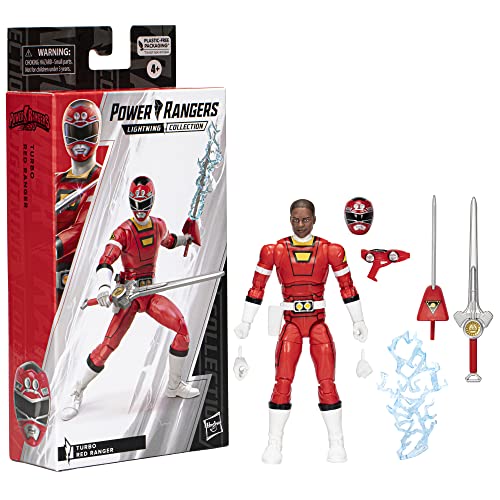 Power Rangers Lightning Collection Turbo Red Ranger 6-Inch Premium Collectible Action Figure Toy with Accessories, Kids Ages 4 and Up