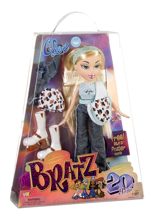 Bratz Cloe Fashion Doll 20 Years with 2 -Outfits, Accessories Including Holographic Poster- Adults and Kids, Toys for Girls Ages 7+ Years Old